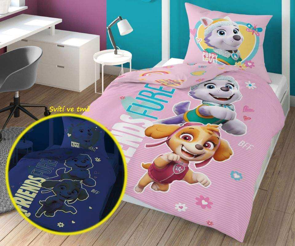 Povlečení Paw Patrol puppy svítící 140/200, 70/80