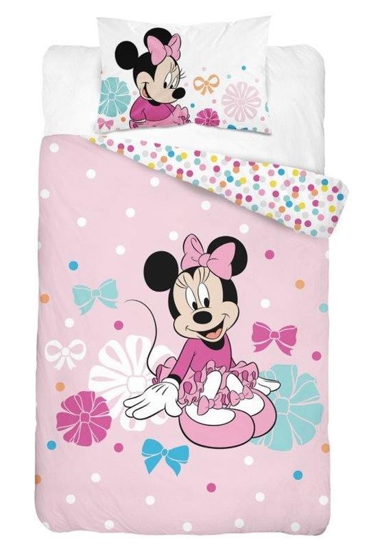 Povlečení do postýlky Minnie puntíky růžová 100/135, 40/60