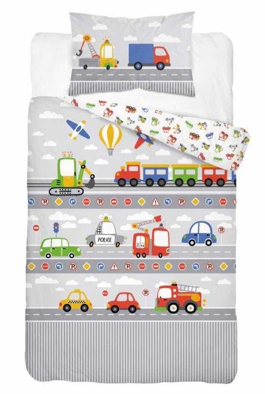 Povlečení do postýlky Autíčka grey 100/135, 40/60