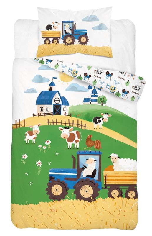 Povlečení do postýlky Farma na kopci modrá 100/135, 40/60