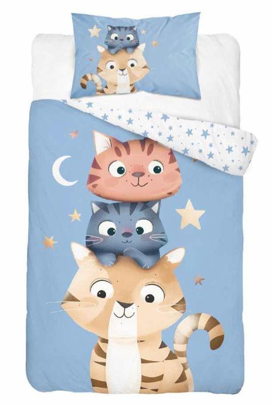 Povlečení do postýlky Kočičky Blue 100/135, 40/60