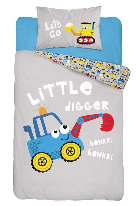 Povlečení do postýlky Bagr modrý 100/135, 40/60