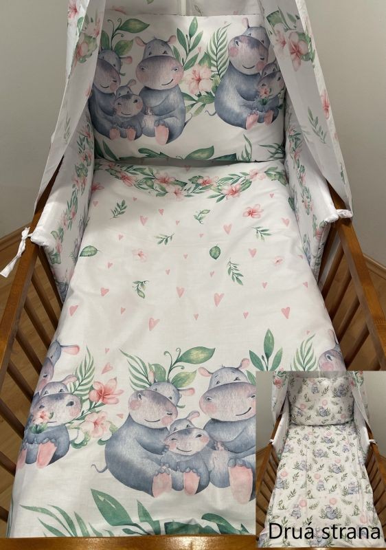 Povlečení do postýlky Hrošíci rodina/Hrošíci baby 90/130, 45/60